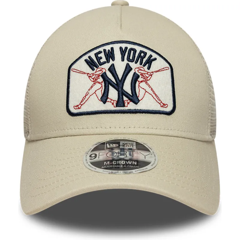 petten-gebogen-beige-snapback-9forty-m-crown-a-frame-van-new-york-yankees-mlb-van-new-era