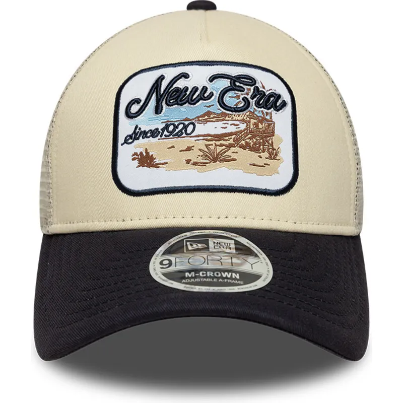 beige-och-marinbla-trucker-keps-9forty-m-crown-a-frame-fran-new-era