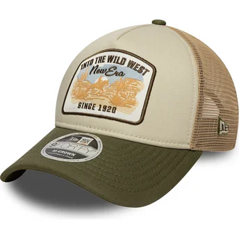 Petten gebogen beige snapback 9FORTY M-Crown van New Era