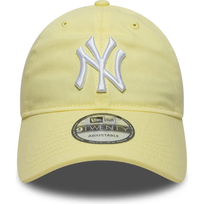 cappellino-con-visiera-curva-giallo-chiaro-regolabile-9twenty-league-essential-di-new-york-yankees-mlb-di-new-era