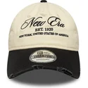 cappellino-curvo-beige-e-nero-regolabile-9twenty-wash-distress-a-frame-di-new-era