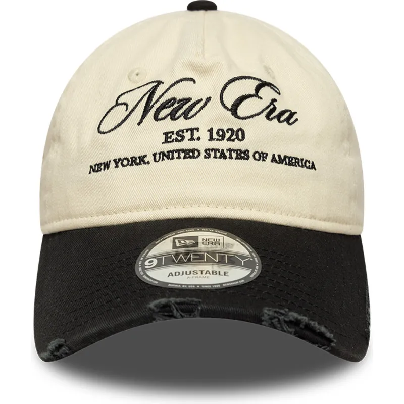cappellino-curvo-beige-e-nero-regolabile-9twenty-wash-distress-a-frame-di-new-era