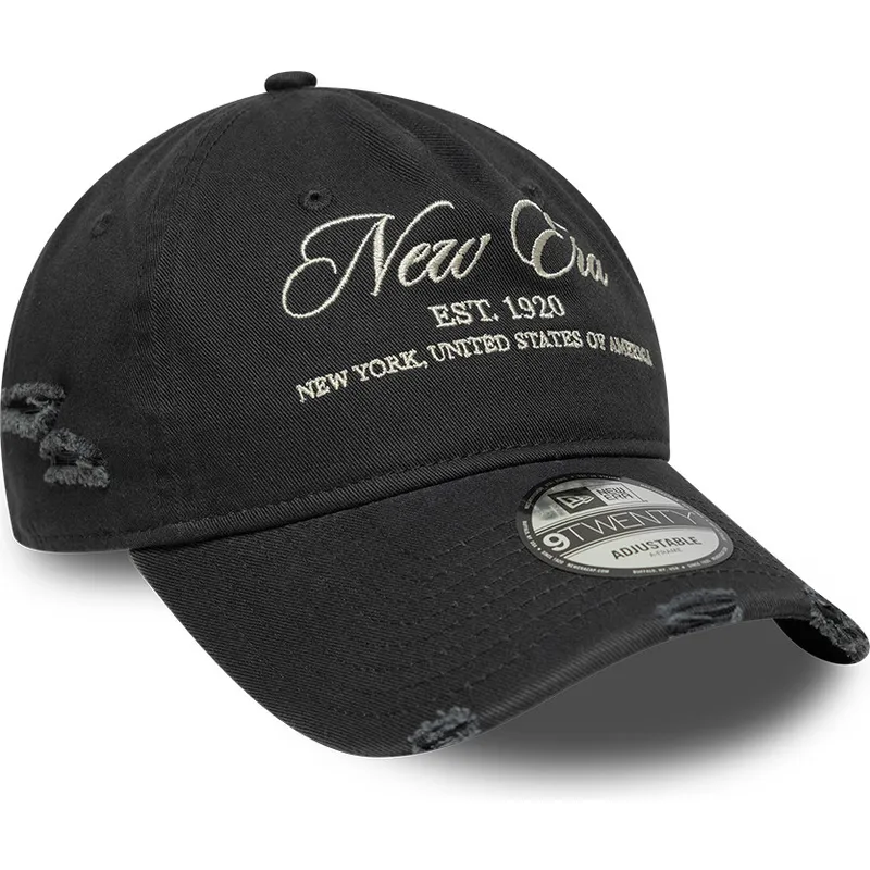 cappellino-curvo-nero-regolabile-9twenty-wash-distress-a-frame-di-new-era