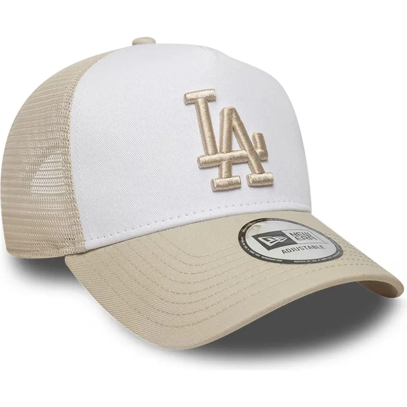 petten-gebogen-beige-snapback-a-frame-league-essential-van-los-angeles-dodgers-mlb-van-new-era