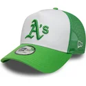 cappellino-trucker-verde-e-bianco-con-logo-verde-a-frame-league-essential-di-oakland-athletics-mlb-di-new-era
