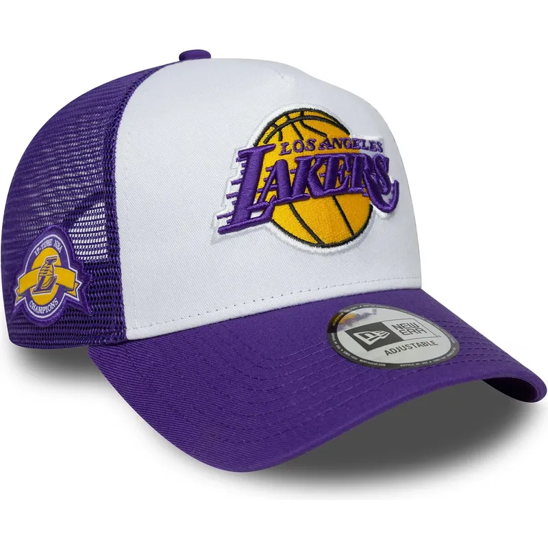 keps-trucker-lila-och-vit-a-frame-side-patch-fran-los-angeles-lakers-nba-av-new-era