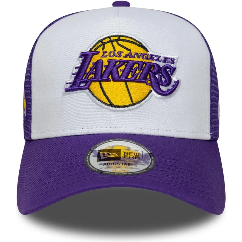 keps-trucker-lila-och-vit-a-frame-side-patch-fran-los-angeles-lakers-nba-av-new-era