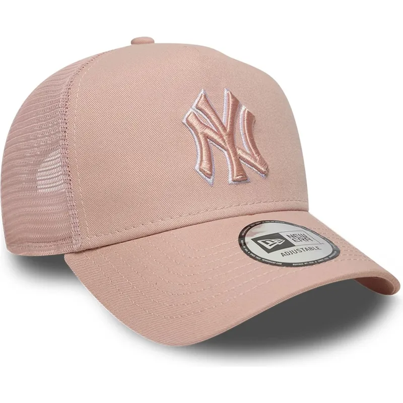 gorra-trucker-rosa-con-logo-rosa-a-frame-outline-de-new-york-yankees-mlb-de-new-era