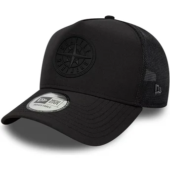 New Era Black Logo A Frame Sport Seattle Mariners MLB Black Trucker Hat
