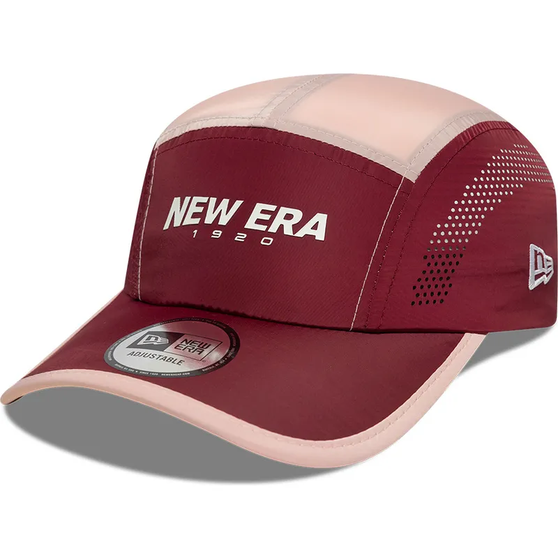 cappellino-5-panel-curvo-rosso-regolabile-runner-colour-block-di-new-era