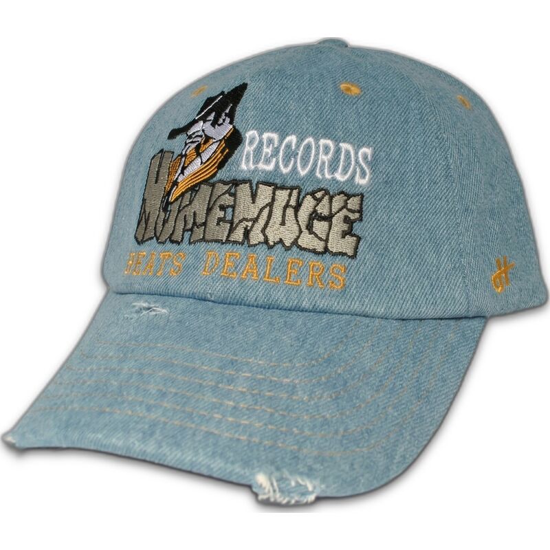 cappellino-curvo-blu-regolabile-denim-records-music-shapes-identity-the-90s-di-homenage