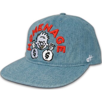 Cappello piatto blu snapback Denim Money Music Shapes Identity The Snap di Homenage