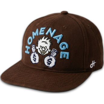 Petten plat bruin snapback The Snap van Homenage