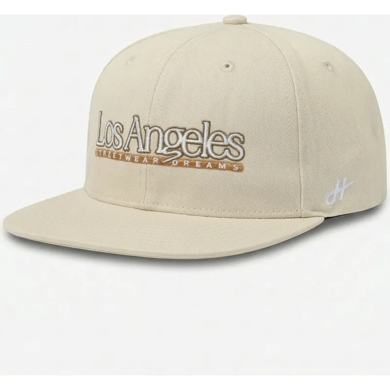 gorra-plana-beige-snapback-los-angeles-skylines-the-snap-de-homenage