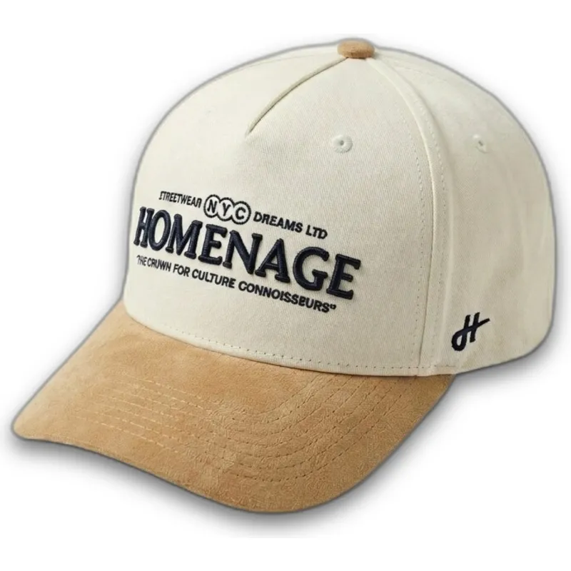 beige-und-braune-gebogene-snapback-kappe-suede-liberty-sport-the-retro-von-homenage
