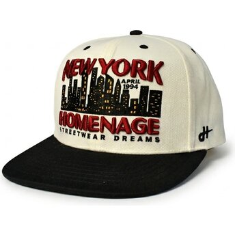 Cappello piatto beige e nero snapback NYSKY Skylines The Snap di Homenage