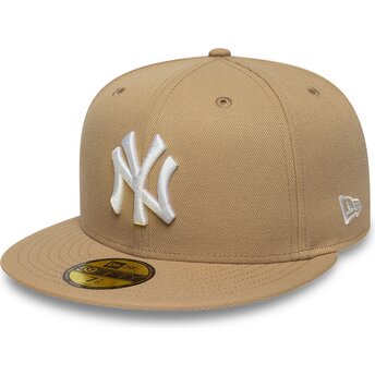 Petten plat bruin fitted 59FIFTY League Essential van New York Yankees MLB van New Era