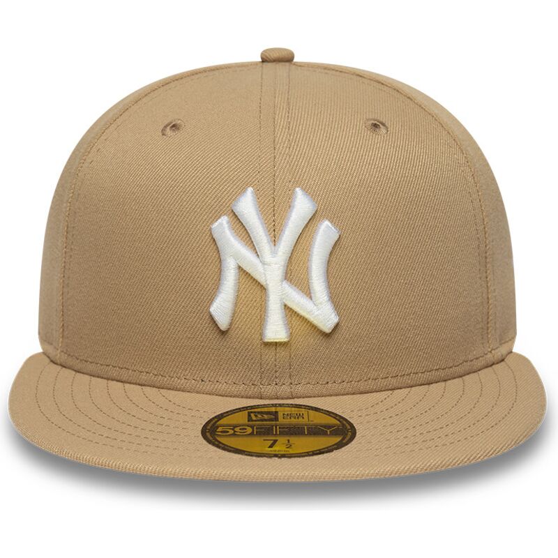 new-era-flat-brim-59fifty-league-essential-new-york-yankees-mlb-light-brown-fitted-cap