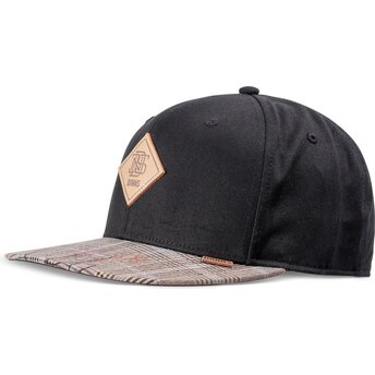 Gorra plana negra y gris snapback Crinklecheck Rev de Djinns