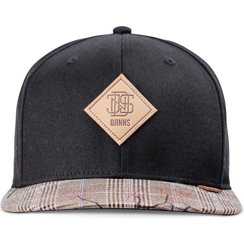 petten-plat-zwart-snapback-crinklecheck-rev-van-djinns