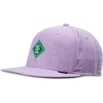 Gorra plana violeta snapback con logo verde OxfordContra de Djinns