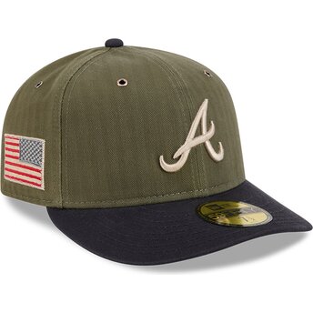 Petten gebogen groen aangepast 59FIFTY Pre-Curved American Herringbone van Atlanta Braves MLB van New Era