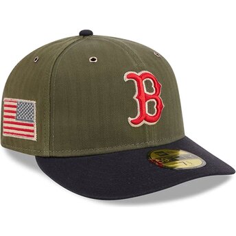 Petten gebogen groen aangepast 59FIFTY Pre-Curved American Herringbone van Boston Red Sox MLB van New Era