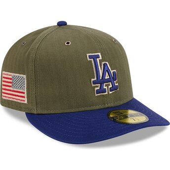 Petten gebogen groen fitted 59FIFTY Pre-Curved American Herringbone van Los Angeles Dodgers MLB van New Era