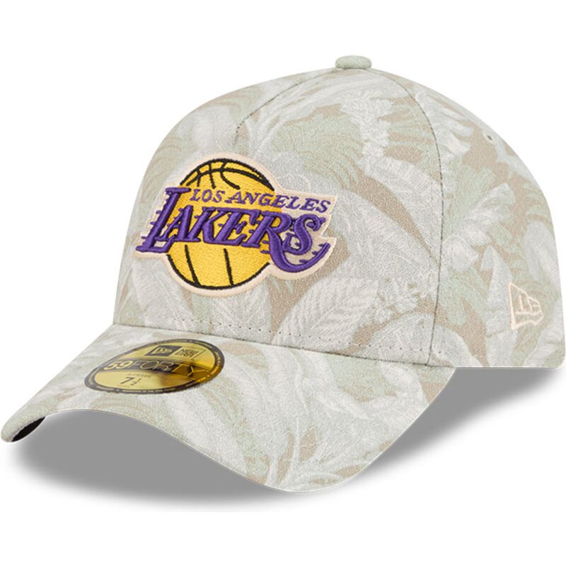 petten-gebogen-beige-aangepast-59forty-a-frame-leafy-palm-van-los-angeles-lakers-nba-van-new-era