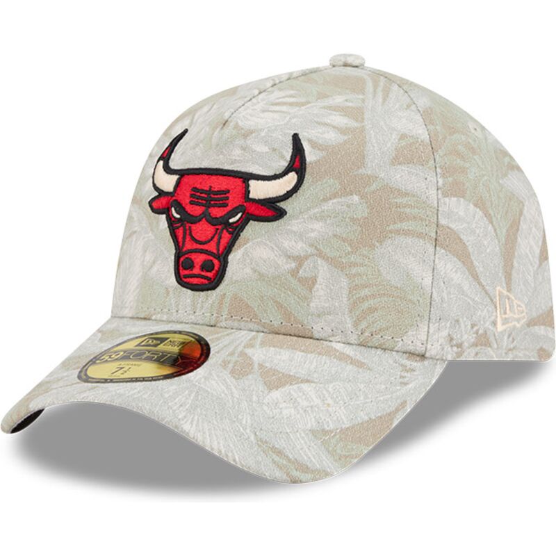 petten-gebogen-beige-fitted-59forty-a-frame-leafy-palm-van-chicago-bulls-nba-van-new-era