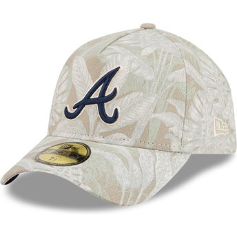 Petten gebogen beige fitted 59FORTY A Frame Leafy Palm van Atlanta Braves MLB van New Era