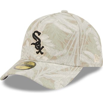 Petten gebogen beige aangepast 59FORTY A Frame Leafy Palm van Chicago White Sox MLB van New Era