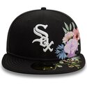 petten-plat-zwart-aangepast-59fifty-floral-van-chicago-white-sox-mlb-van-new-era