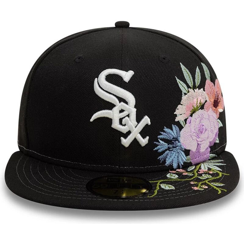 petten-plat-zwart-aangepast-59fifty-floral-van-chicago-white-sox-mlb-van-new-era