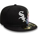 petten-plat-zwart-aangepast-59fifty-floral-van-chicago-white-sox-mlb-van-new-era