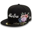 gorra-plana-negra-ajustada-59fifty-floral-emb-de-new-era