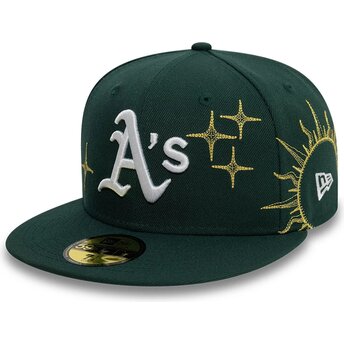 Gorra plana verde ajustada 59FIFTY Zodiac de Oakland Athletics MLB de New Era
