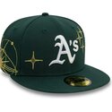 petten-plat-groen-fitted-59fifty-zodiac-van-oakland-athletics-mlb-van-new-era