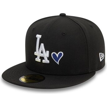 Gorra plana negra ajustada 59FIFTY Heart Icon de Los Angeles Dodgers MLB de New Era