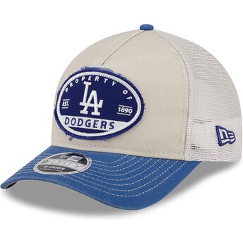 Gorra trucker beige y azul 9FORTY M-Crown A Frame Fray de Los Angeles Dodgers MLB de New Era