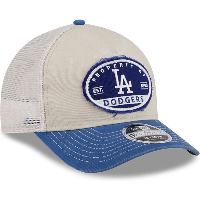 petten-gebogen-meerkleurig-snapback-9forty-m-crown-a-frame-fray-van-los-angeles-dodgers-mlb-van-new-era