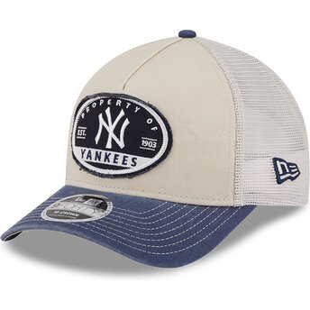 Gorra trucker beige y azul marino 9FORTY M-Crown A Frame Fray de New York Yankees MLB de New Era