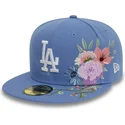 petten-plat-blauw-aangepast-59fifty-floral-van-los-angeles-dodgers-mlb-van-new-era