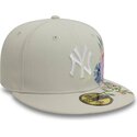 new-era-flat-brim-59fifty-floral-new-york-yankees-mlb-beige-fitted-cap