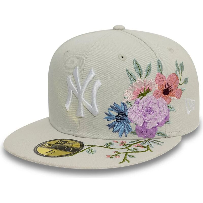 New Era Flat Brim 59FIFTY Floral New York Yankees MLB Beige Fitted