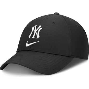 Gorra curva negra ajustable Primetime Club Structured UV Poly Ripstop de New York Yankees MLB de Nike