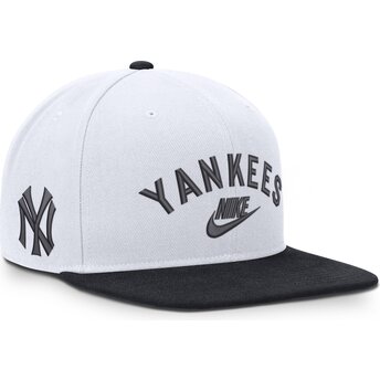 Gorra plana blanca y azul marino snapback Cooperstown Dri-Fit Pro Structured Square Bill de New York Yankees MLB de Nike