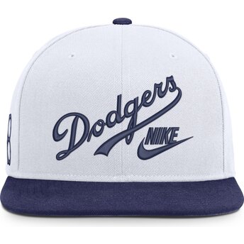 Gorra plana blanca y azul snapback Cooperstown Dri-Fit Pro Structured Square Bill de Los Angeles Dodgers MLB de Nike