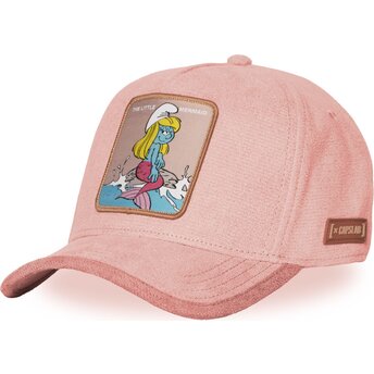 Petten gebogen roze snapback Smurfin De Smurfen van Capslab