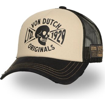 Von Dutch CREW28 Beige and Black Trucker Hat